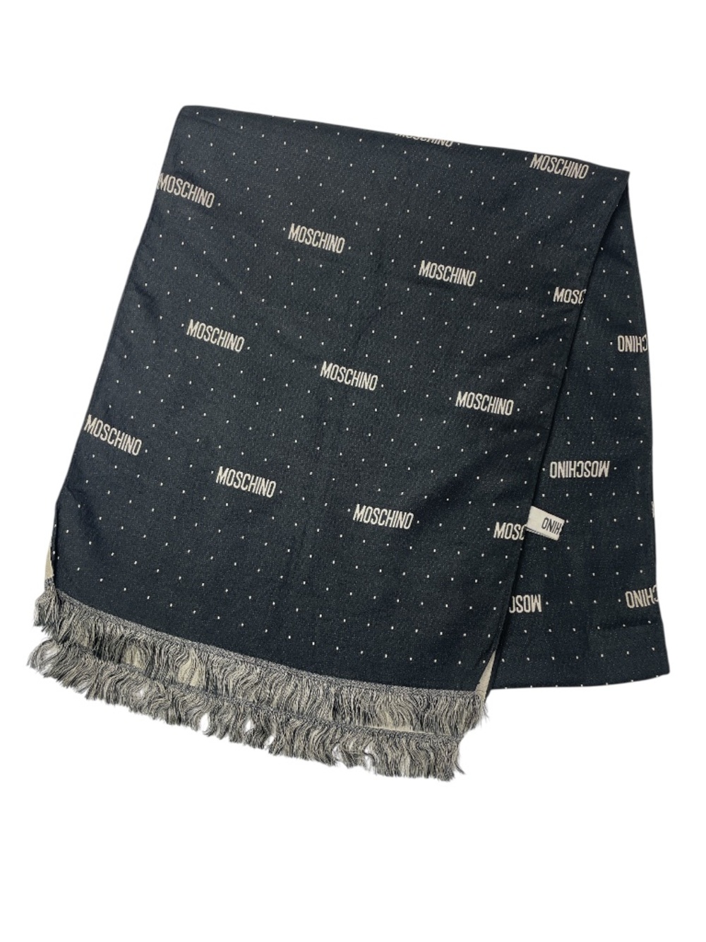 Vintage Black Moschino Allover Logo Scarf